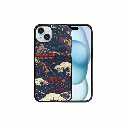 iPhone 15 Plus Case — Samurai Art Repeat Pattern, Custom Printed Phone Case