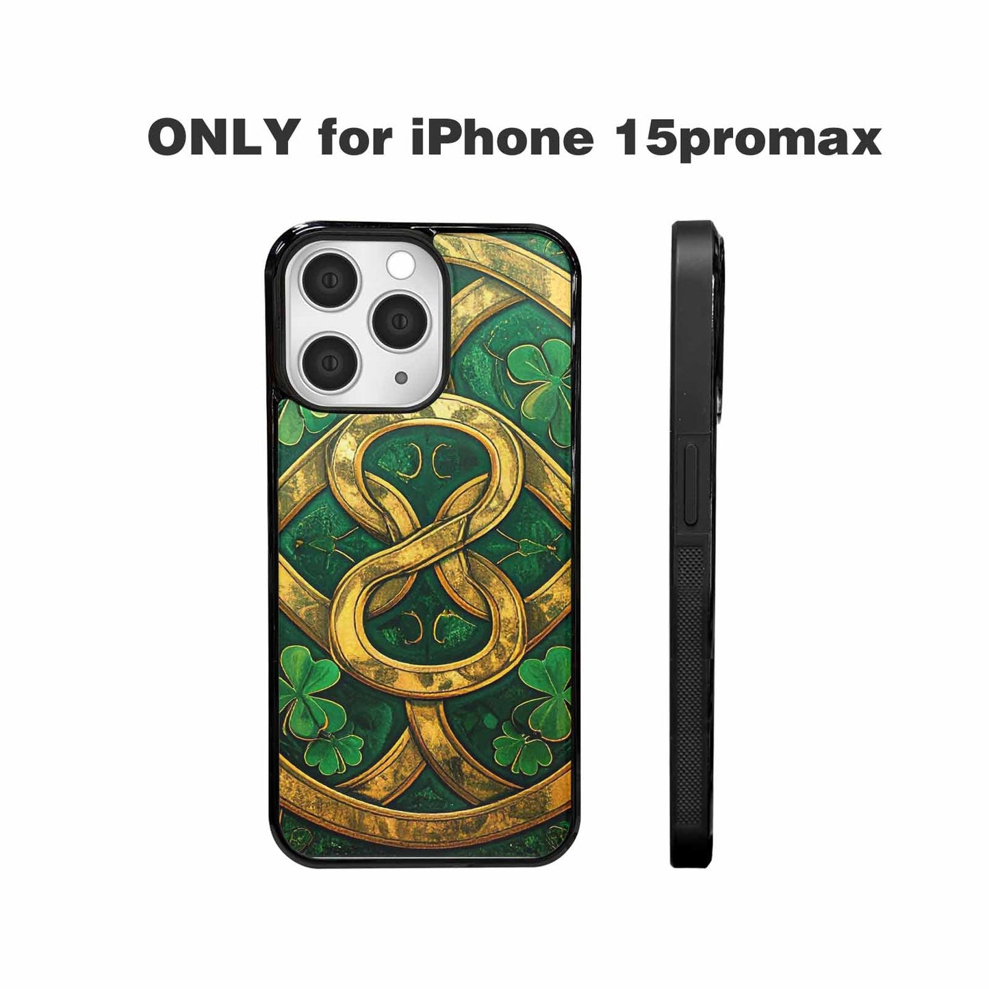 iPhone 15 Pro Max Case — Irish Celtic Knot Pattern Shamrocks Seamless, Custom Designed Case Cover