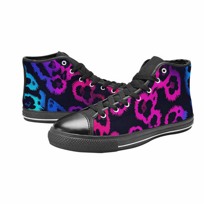 MEN'S Leopard Print Neon High Top Canvas Dark Academia Custom Sneakers