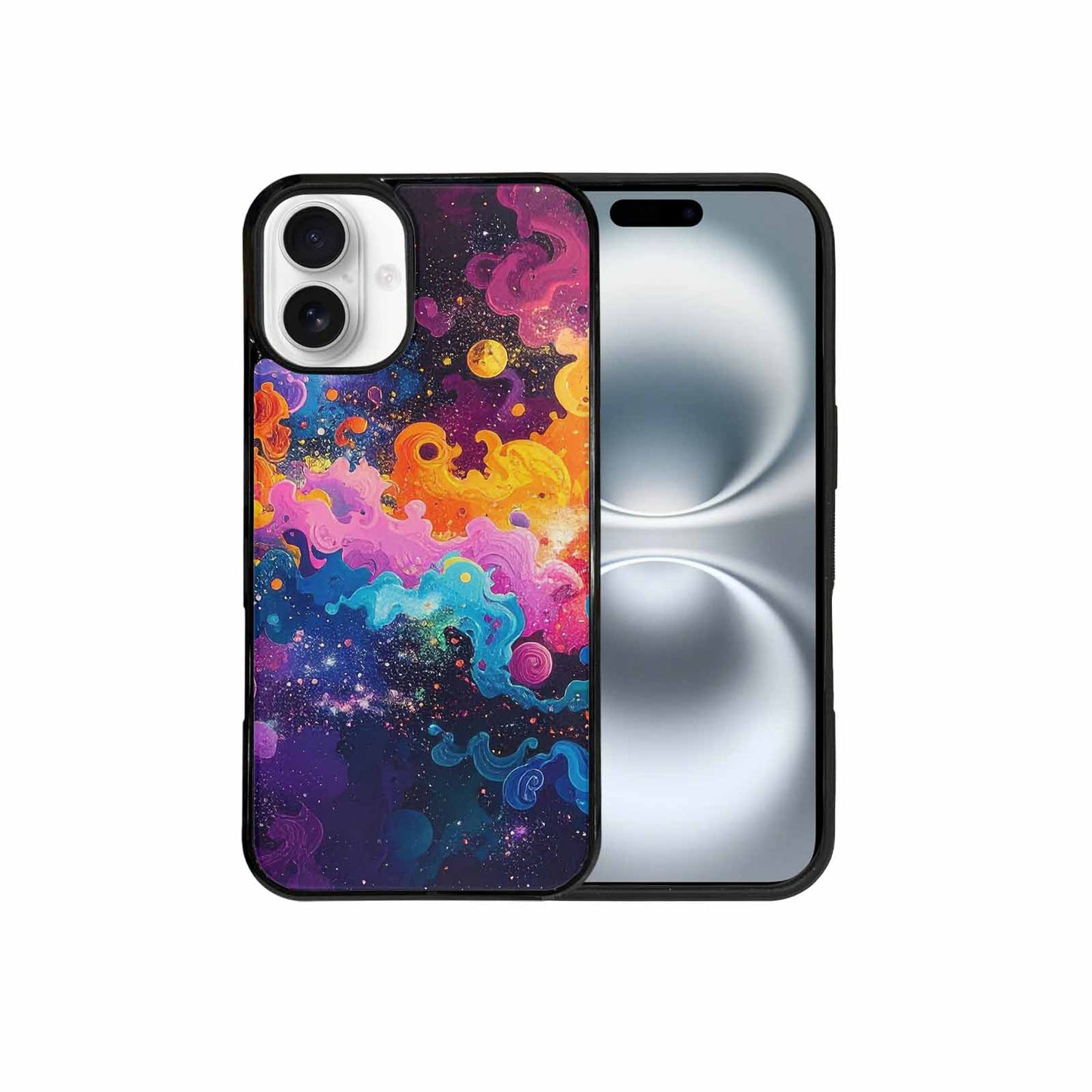iPhone 16 Plus Case — Cosmic Creature And Object Mashup Pattern, Custom Art Phone Cover