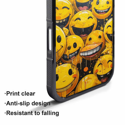 iPhone 17 Pro Max Case — Melting Moon Smiley Yellow Original Art, Custom Phone Case