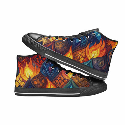 WOMEN'S Fire Flame High Top Canvas Vivid Sneakers