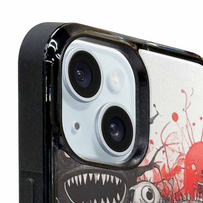 iPhone 15 Plus Case — Multi Eye Monster Black Red Ink, Unique Phone Case Design