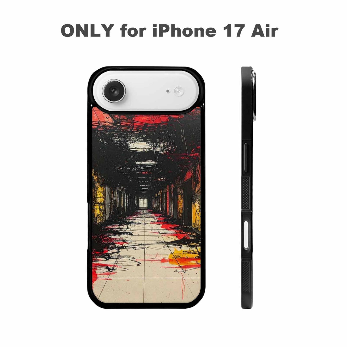 iPhone 17 Air Case — Black Red Ink Liminal Space Galaxy, Custom Art Phone Cover