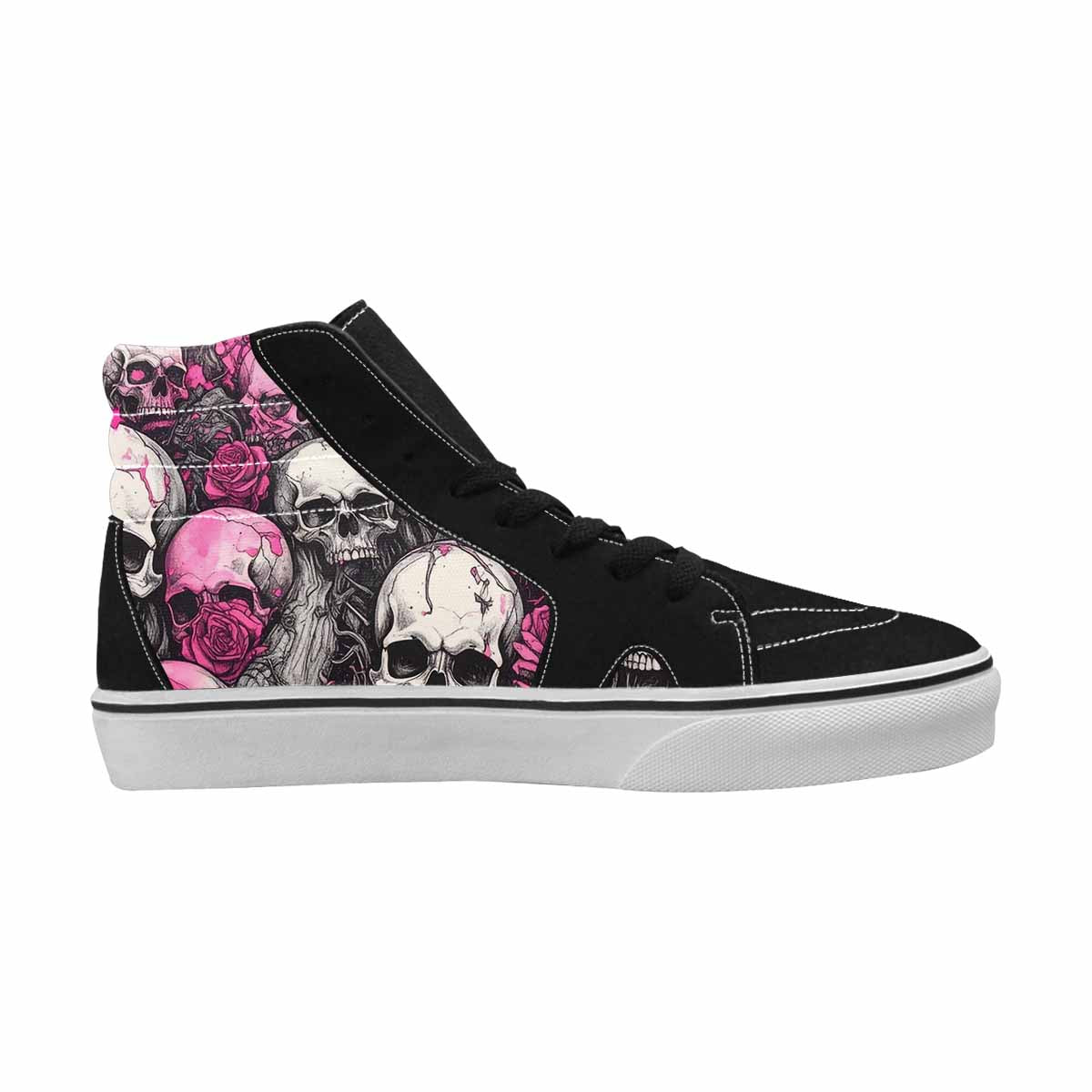 MEN'S Skull Roses High Top Canvas Neon Fantasy Custom Shoes