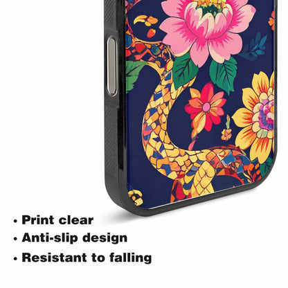 iPhone 15 Pro Max Case — Floral Snake Print Custom, Custom Printed Phone Case