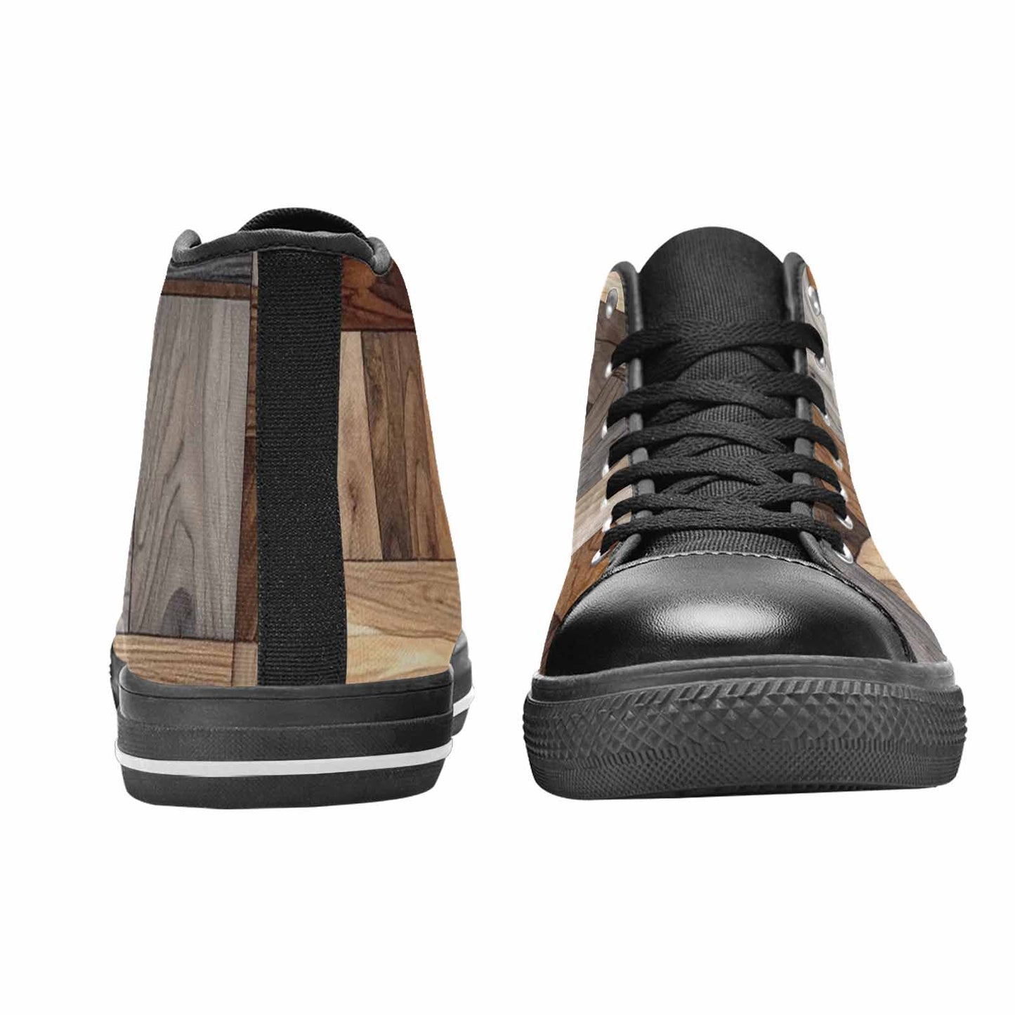 MEN'S Wood Grain Texture High Top Canvas Aesthetic Custom Sneakers