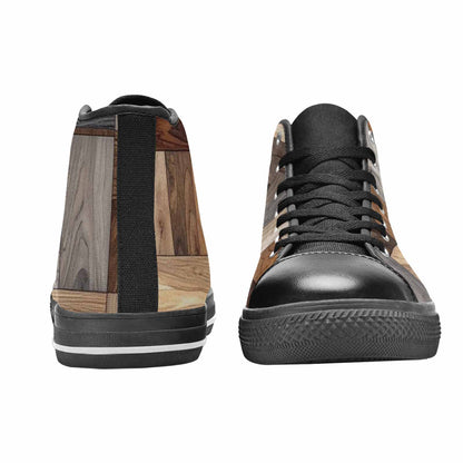MEN'S Wood Grain Texture High Top Canvas Aesthetic Custom Sneakers