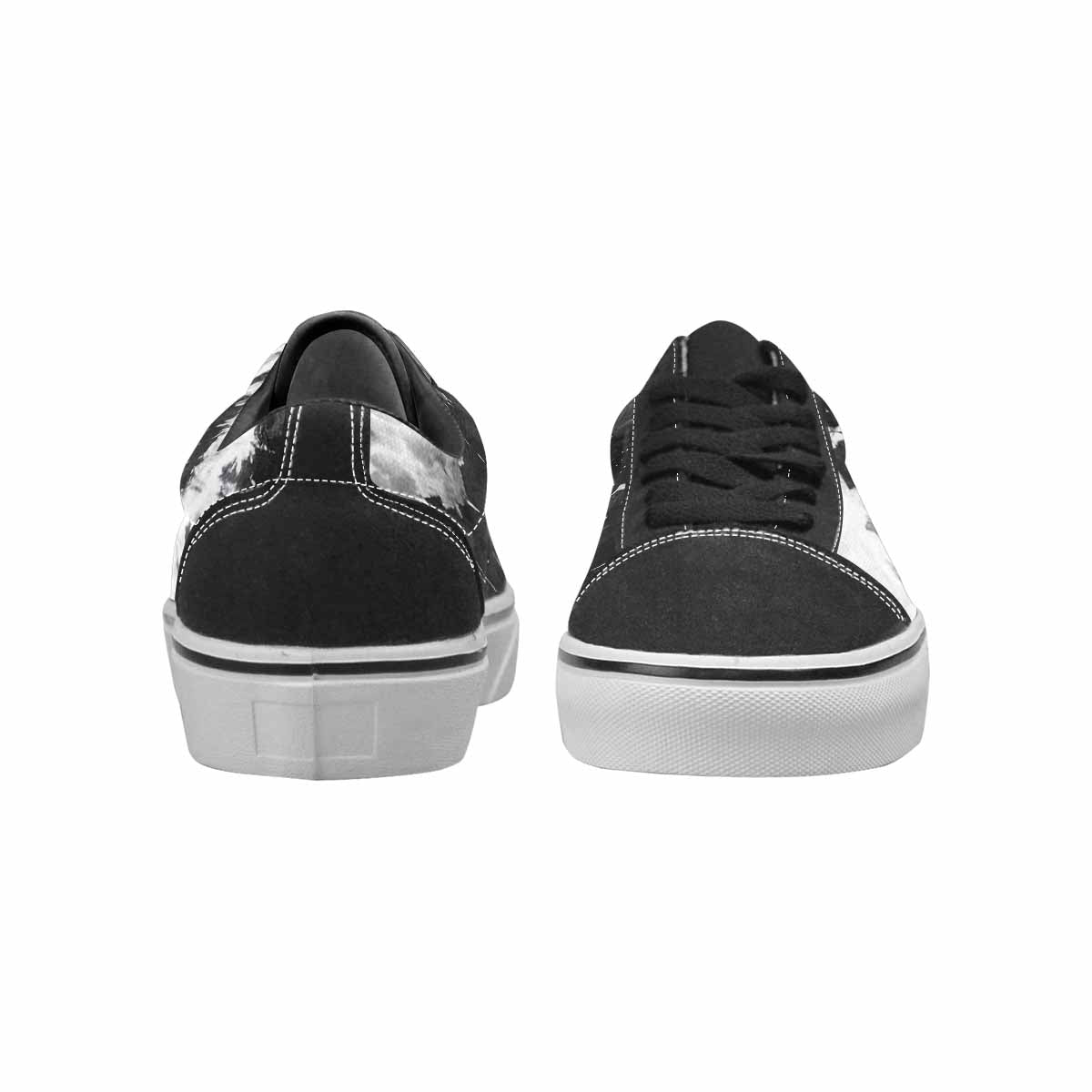 WOMEN'S Tie Dye Acid Wash Black White Canvas Lace-Up Dreamcore Custom Shoes