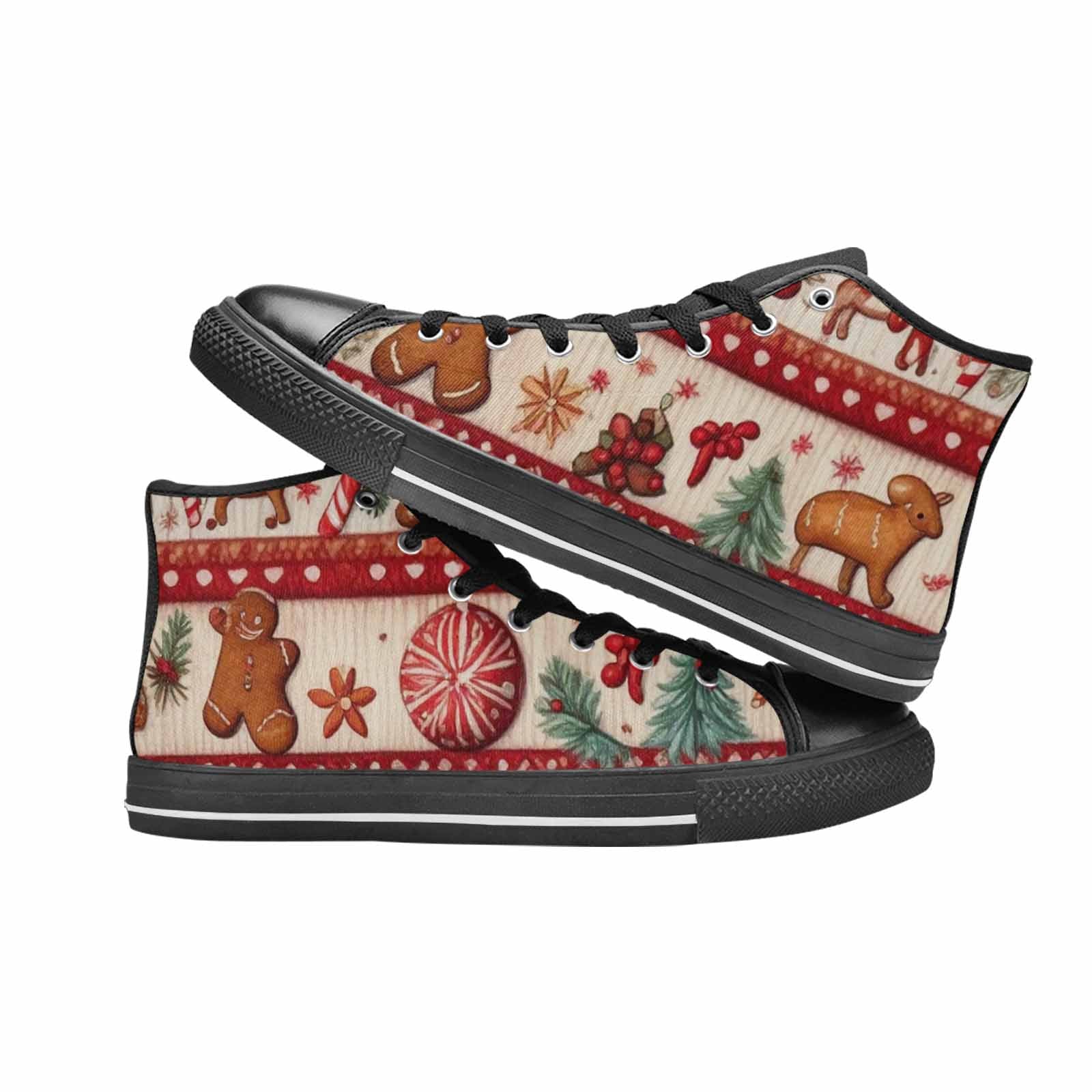 WOMEN'S Christmas Holly Snowflake High Top Canvas Vivid Custom Shoes