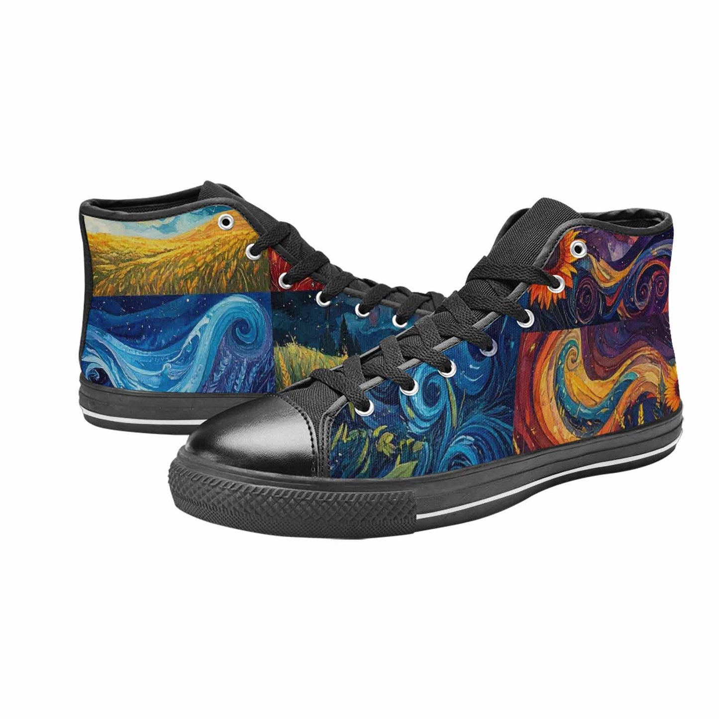 WOMEN'S Van Gogh-Style Swirl High Top Canvas Aesthetic Custom Shoes