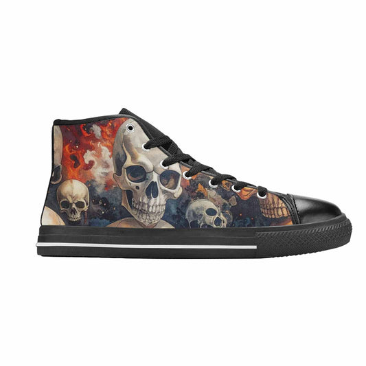 WOMEN'S Skulls - Flaming High Top Canvas Neon Fantasy Sneakers