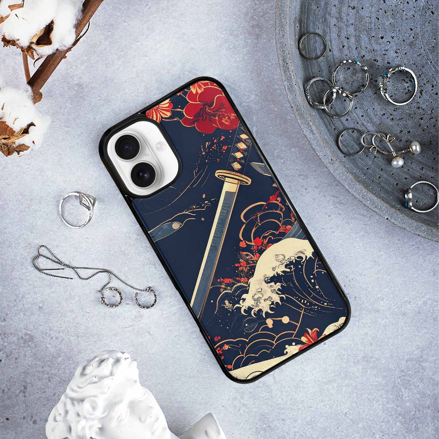 iPhone 16 Plus Case — Samurai Art Repeat Pattern, Custom Made Phone Cover