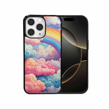 iPhone 15 Pro Max Case — Cloud And Rainbow Burst Pattern Hundreds, Custom Print Case Cover