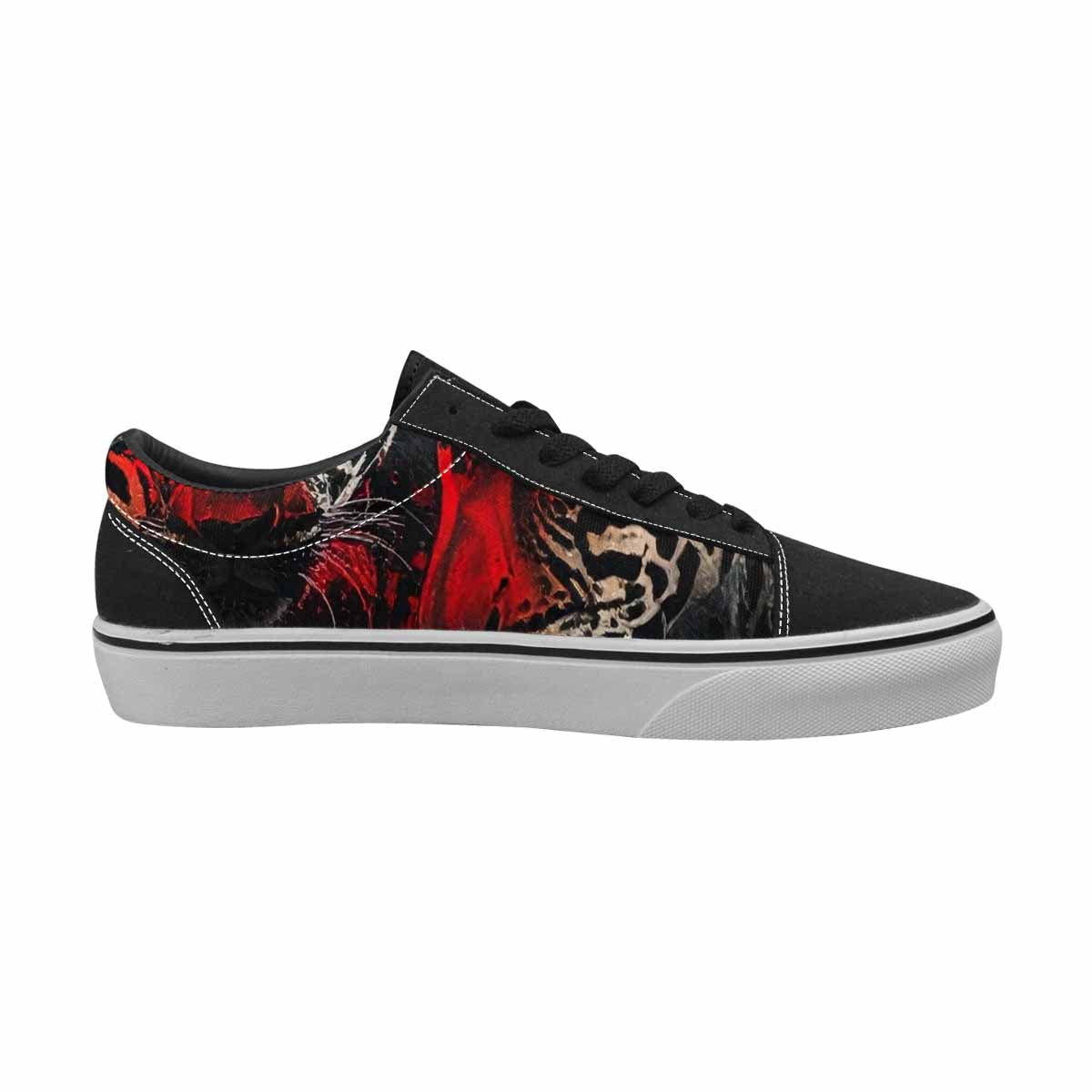 WOMEN'S Animal Print (black & Lace-Up Canvas Cottagecore Sneakers