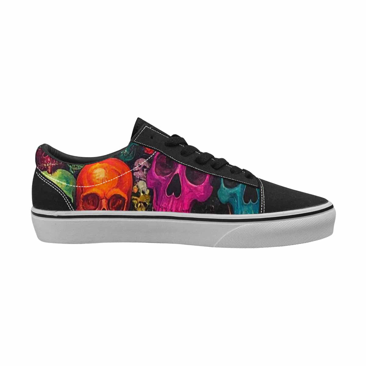 WOMEN'S Skulls (general) Skulls Lace-Up Canvas Melting Art Sneakers