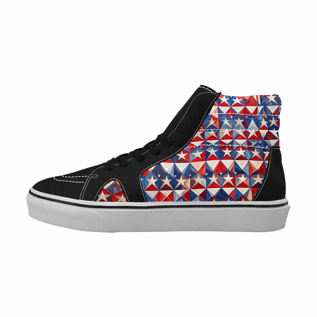 WOMEN'S American Flag Stars High Top Canvas Neon Fantasy Custom Shoes