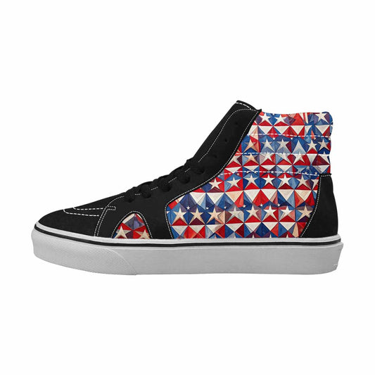 WOMEN'S American Flag Stars High Top Canvas Neon Fantasy Custom Shoes