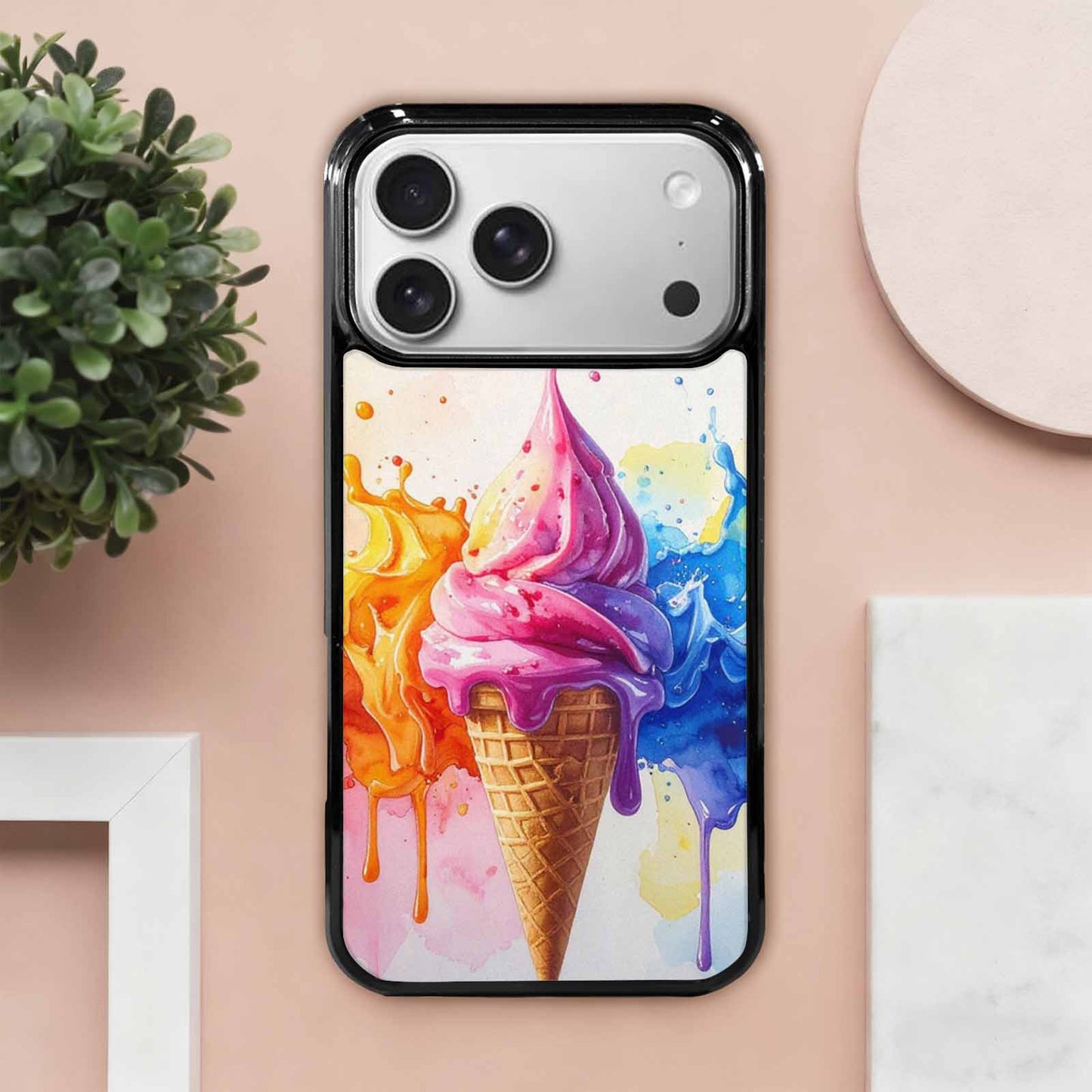 iPhone 17 Pro Max Case — Melting Icecream Edge To Original Art, Custom Made Phone Cover