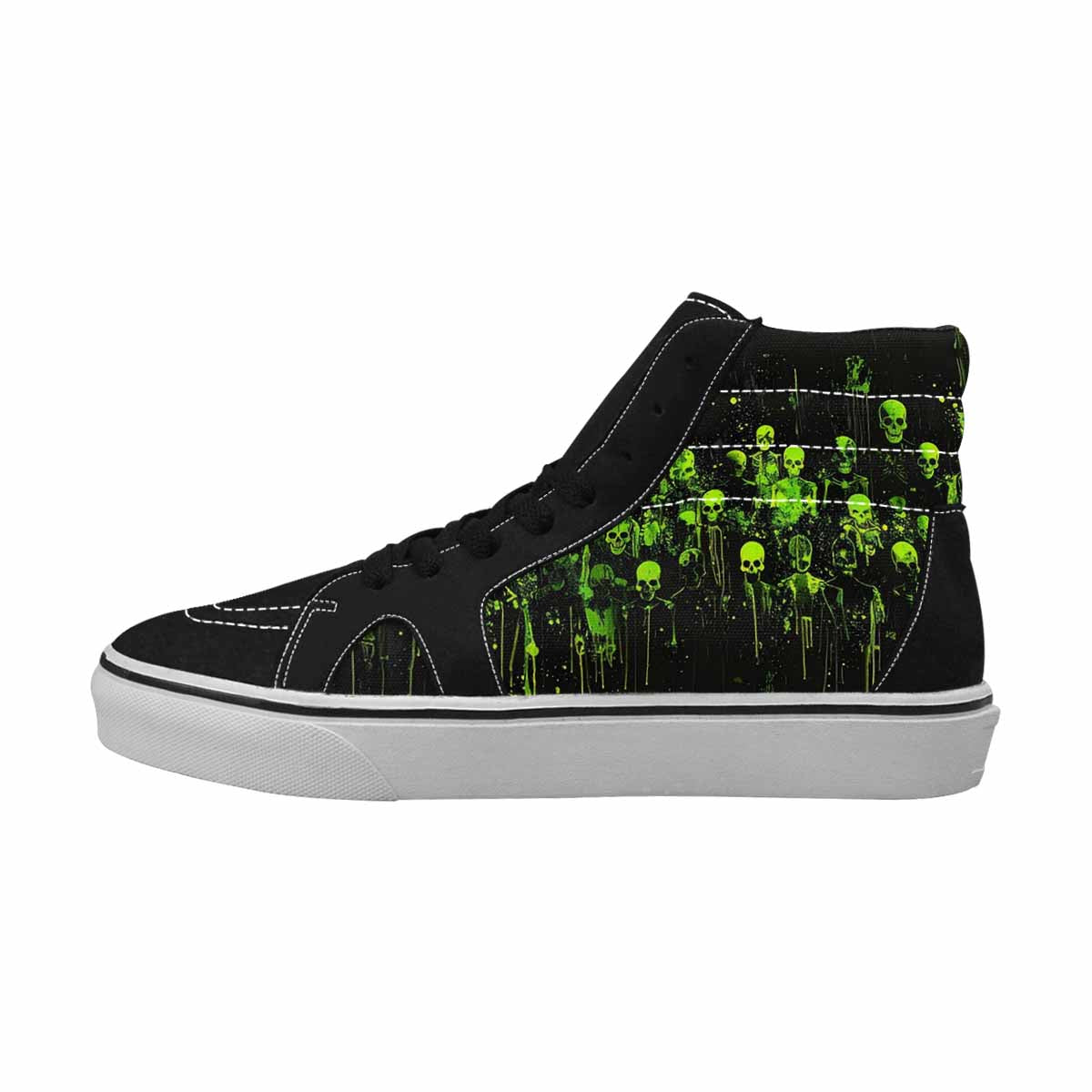 MEN'S Skeletons × Neon Green High Top Canvas Aesthetic Shoes