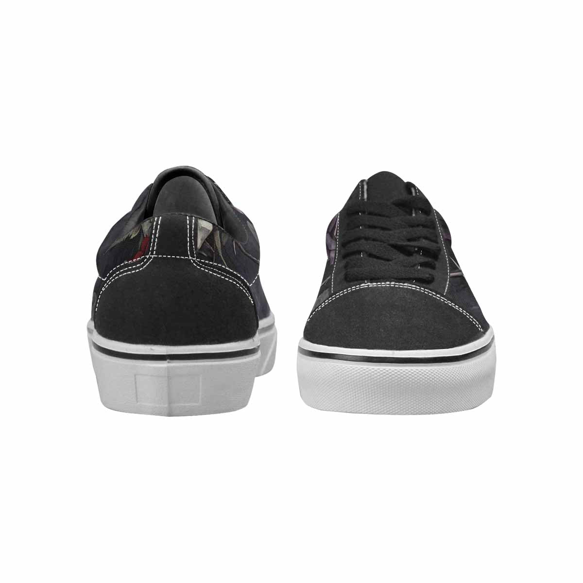 WOMEN'S Black Gothic Rose Canvas Lace-Up Cottagecore Custom Shoes