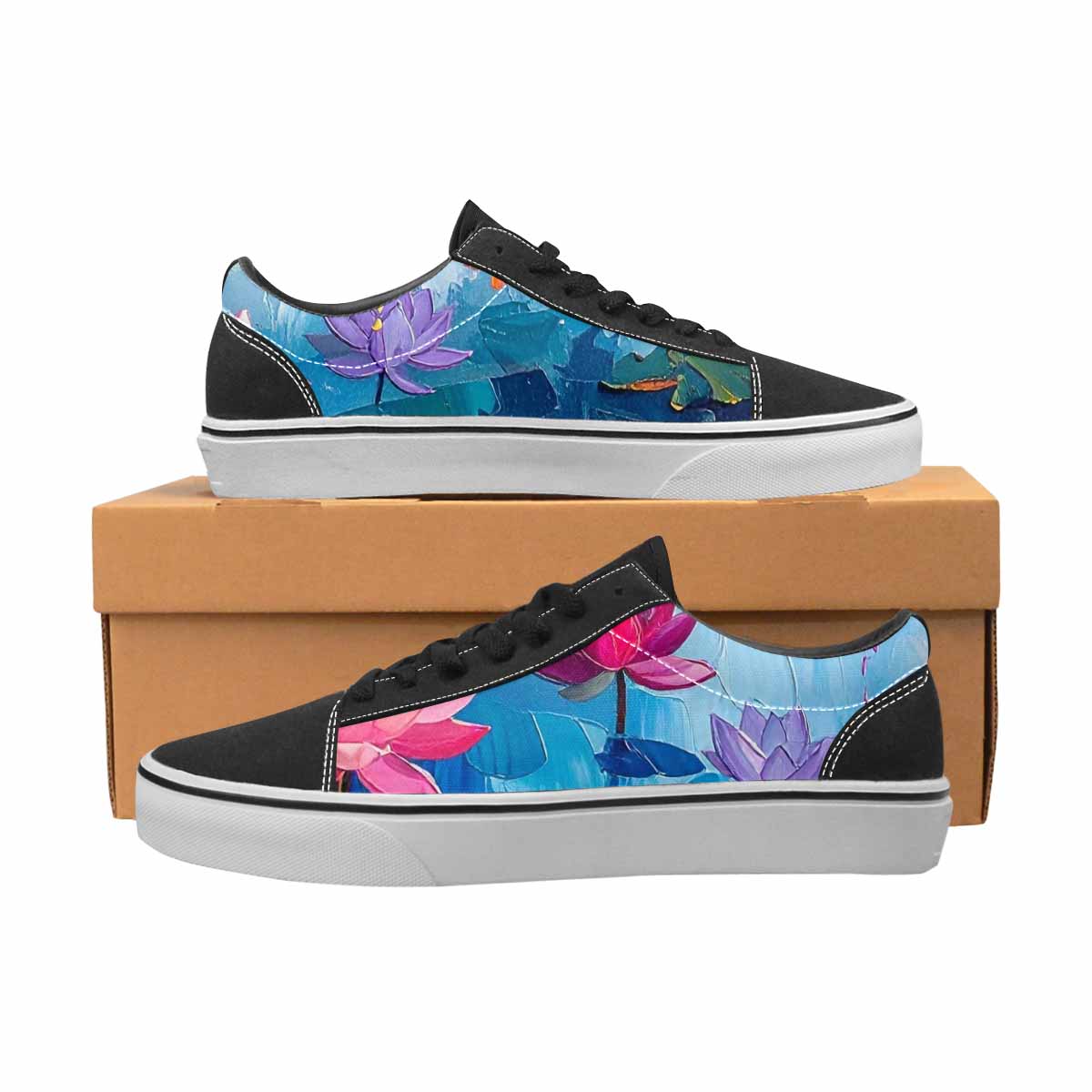 WOMEN'S Full Color Vibrant Monet Lace-Up Canvas Dreamcore Custom Shoes
