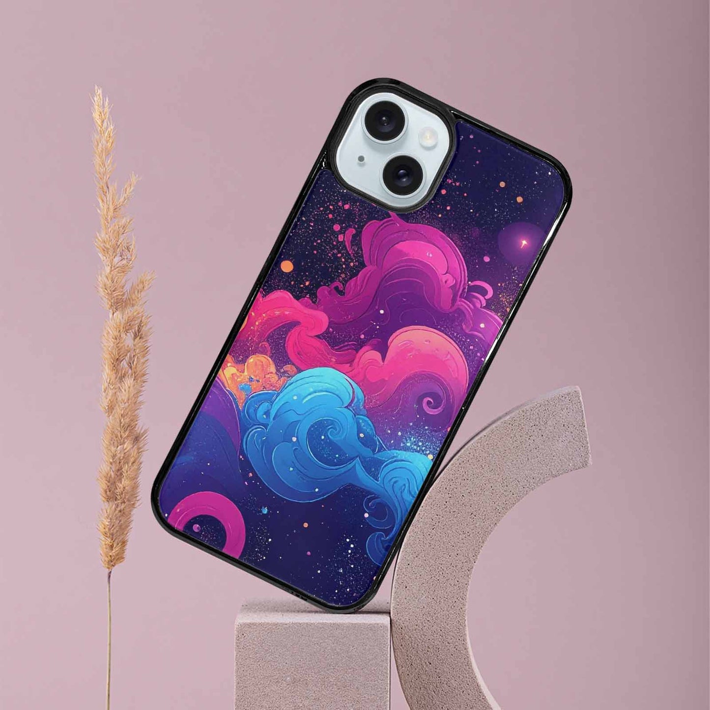 iPhone 15 Plus Case — Rose Galaxy Art Seamless Pattern Vibrant, Custom Designed Case Cover