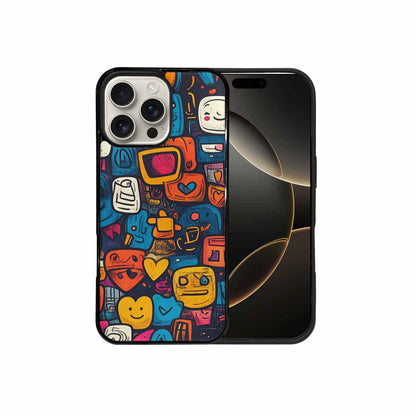 iPhone 16 Pro Max Case — Hand Drawn Icon Doodle Pattern Hundreds, Original Design Phone Case