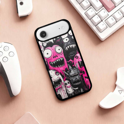 iPhone 17 Air Case — Black Pink Ink Monsters General Cartoon, Custom Printed Phone Case