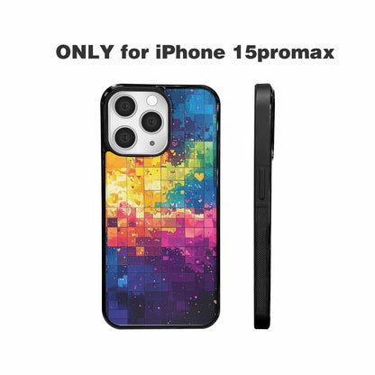 iPhone 15 Pro Max Case — Pixel Art 8 Bit Burst Pattern, Custom Printed Phone Case