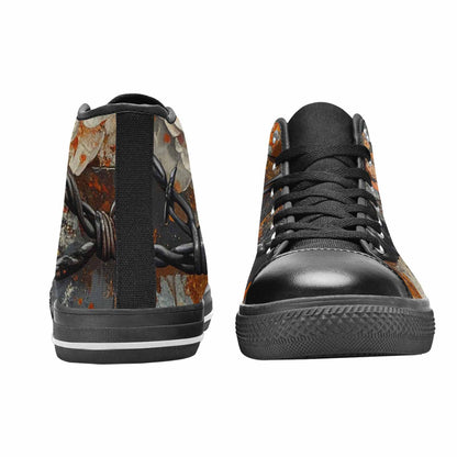 WOMEN'S Barbed Wire Chain High Top Canvas Neon Fantasy Sneakers