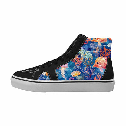 WOMEN'S Fish Scale Coral High Top Canvas Dark Academia Sneakers