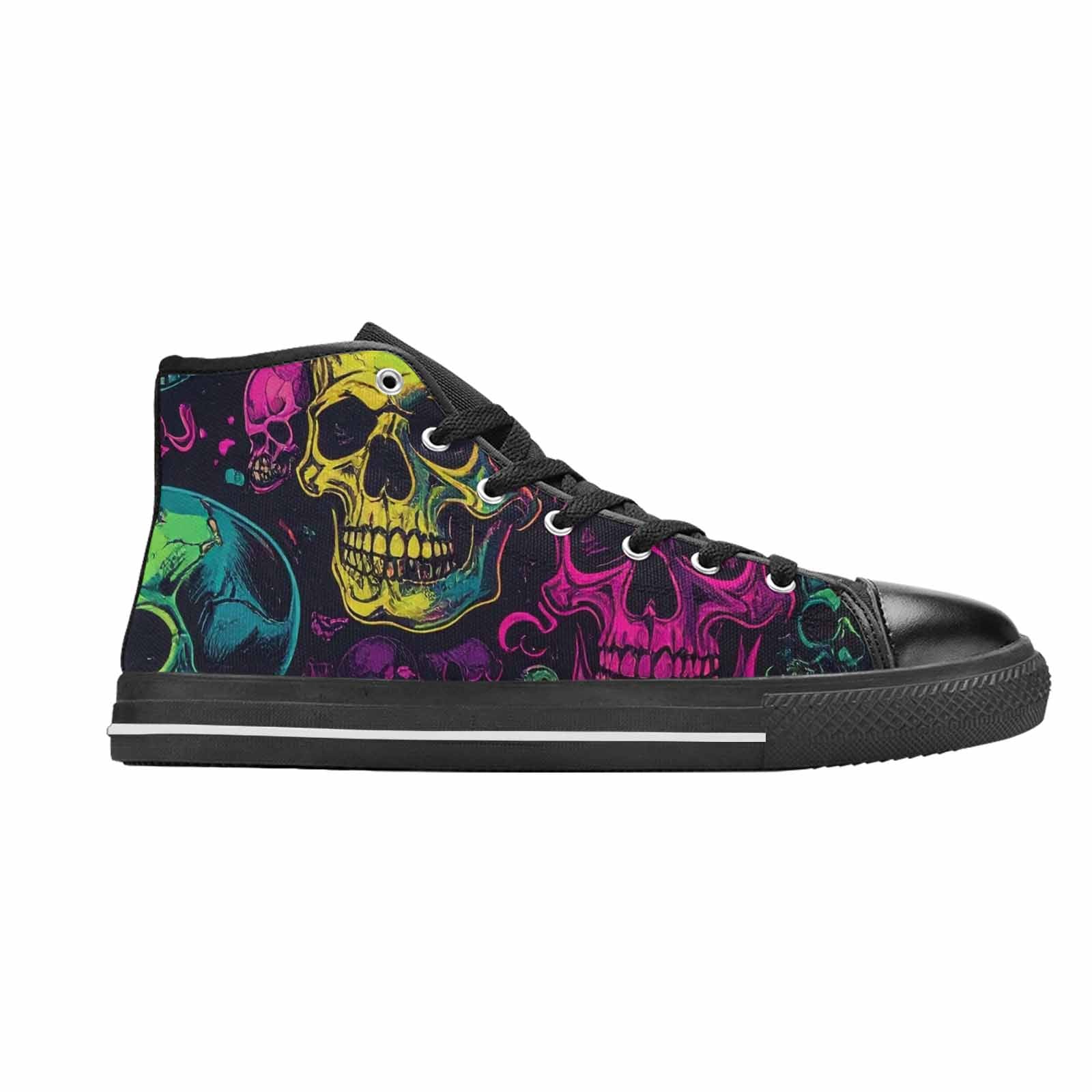 MEN'S Skulls - Neon High Top Canvas Aesthetic Custom Sneakers