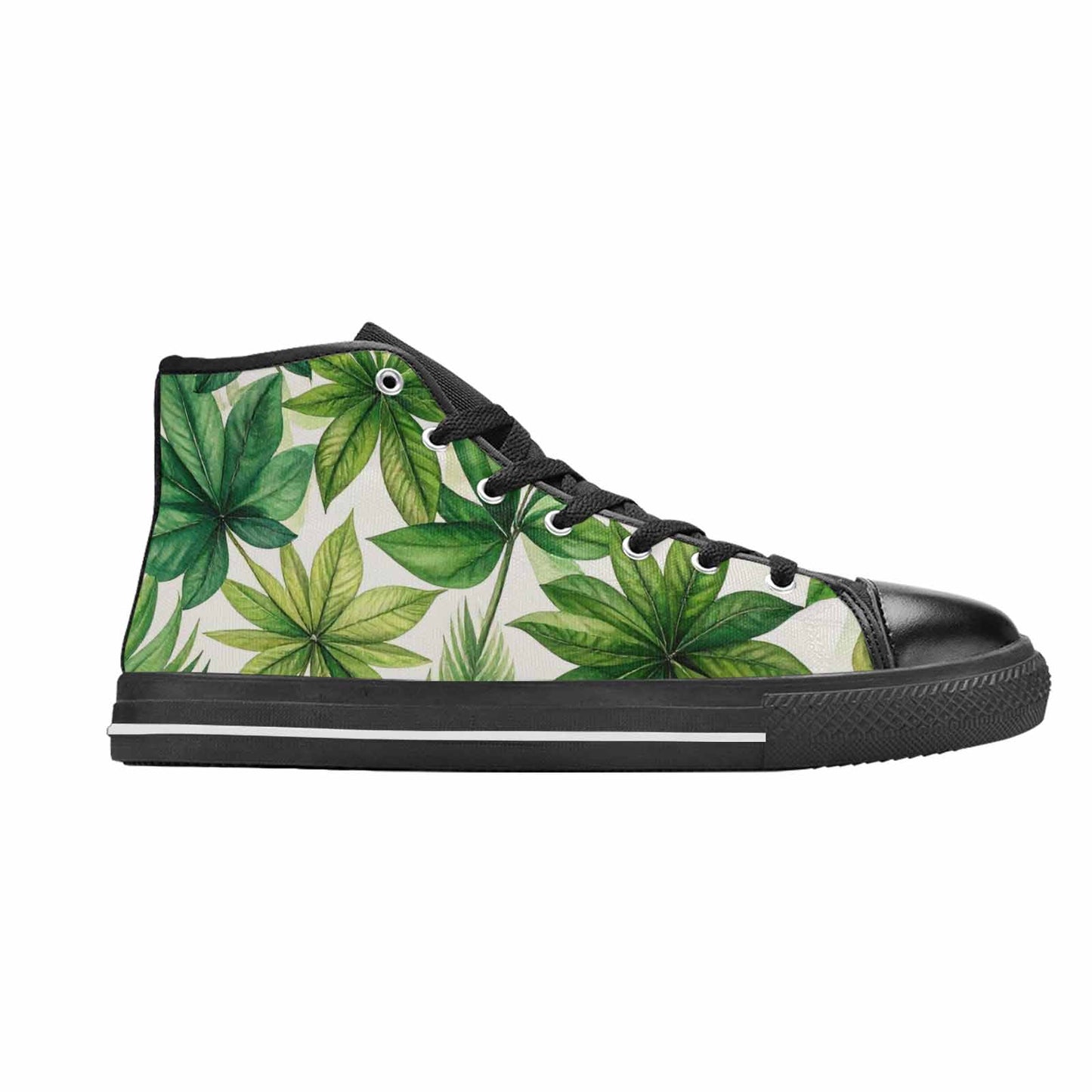 MEN'S Seven-Point Palmate Leaf High Top Canvas Vibrant Chaos Sneakers