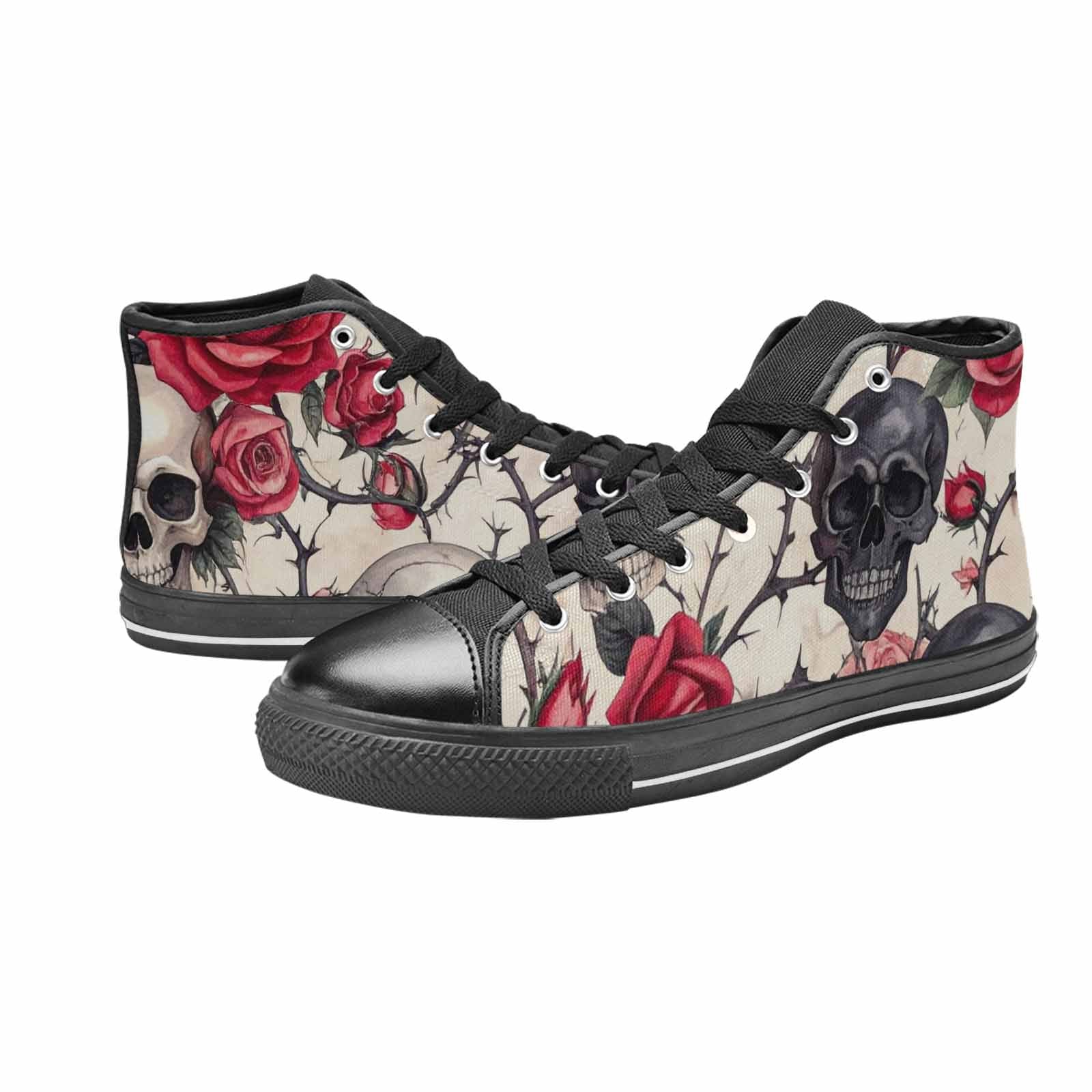 MEN'S Skulls - Roses High Top Canvas Cottagecore Custom Shoes
