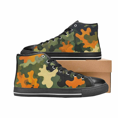 WOMEN'S Military Camouflage Blotch High Top Canvas Y2K Custom Sneakers