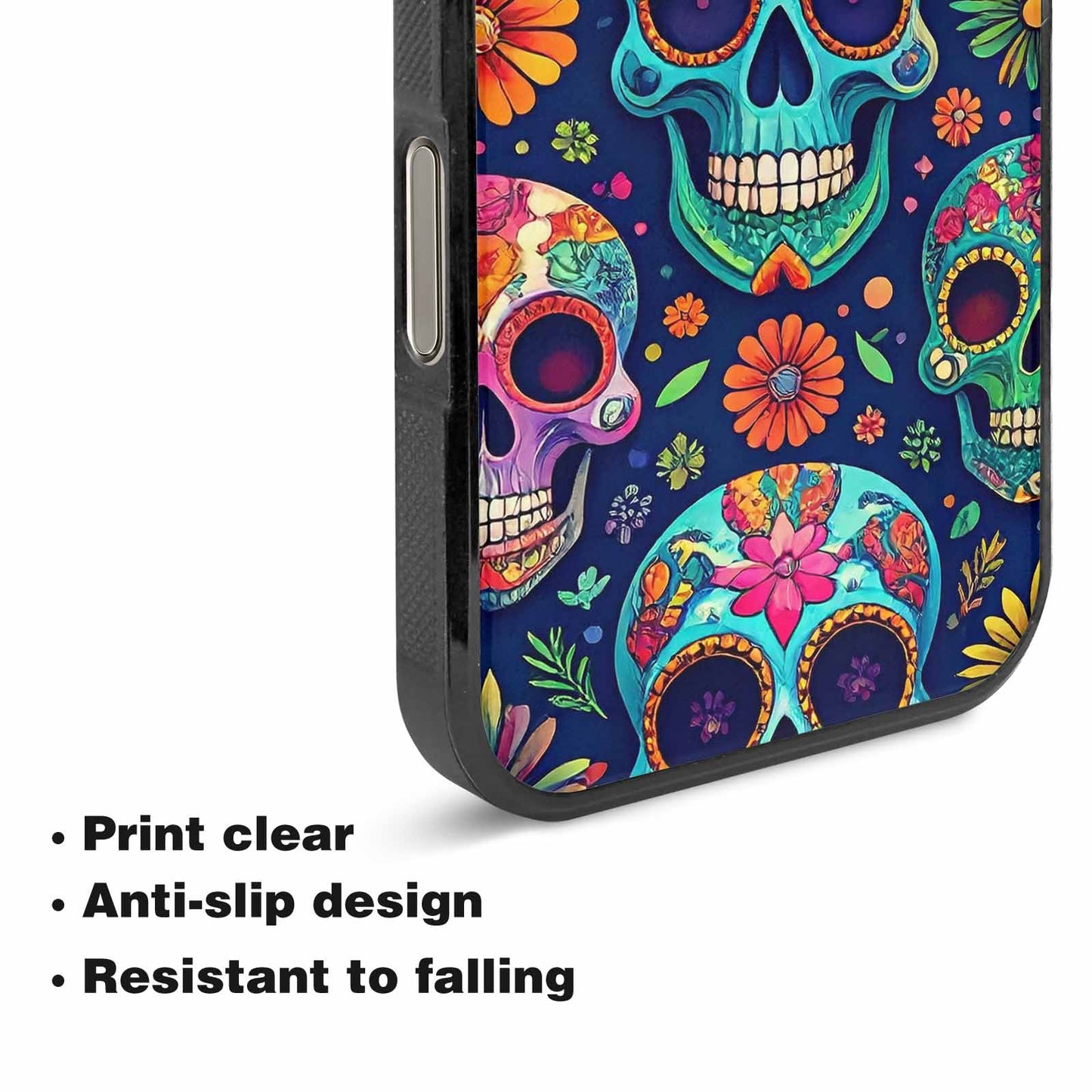 iPhone 16 Pro Max Case — Rainbow Sugar Skull Weave, Custom Print Case Cover