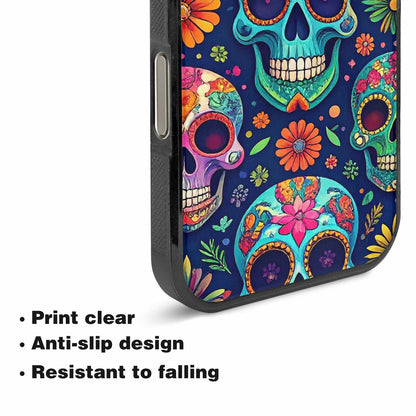 iPhone 16 Pro Max Case — Rainbow Sugar Skull Weave, Custom Print Case Cover