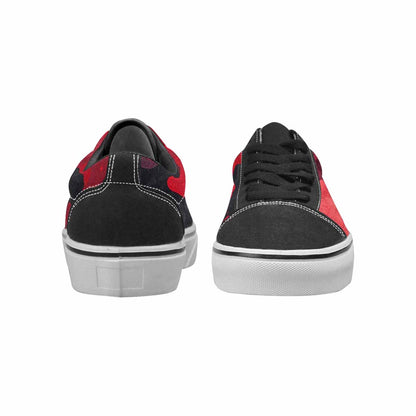 WOMEN'S Tactical Camo Red Black Canvas Lace-Up Vibrant Chaos Custom Sneakers