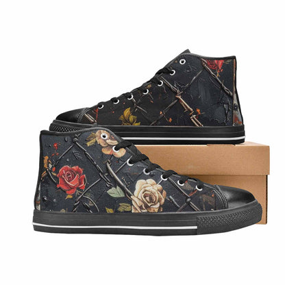 WOMEN'S Barbed Wire Chain High Top Canvas Dark Academia Sneakers