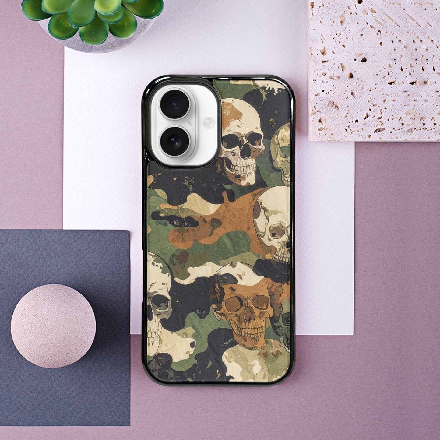 iPhone 16 Case — Military Camo Texture Combined With Distressed, Custom Designed Case Cover