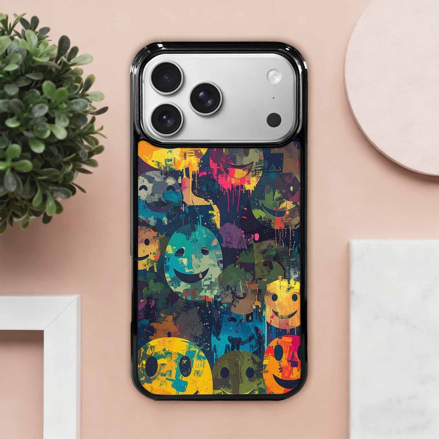 iPhone 17 Pro Max Case — Smiley Faces Camosmiley Faces Camo, Personalized Phone Case