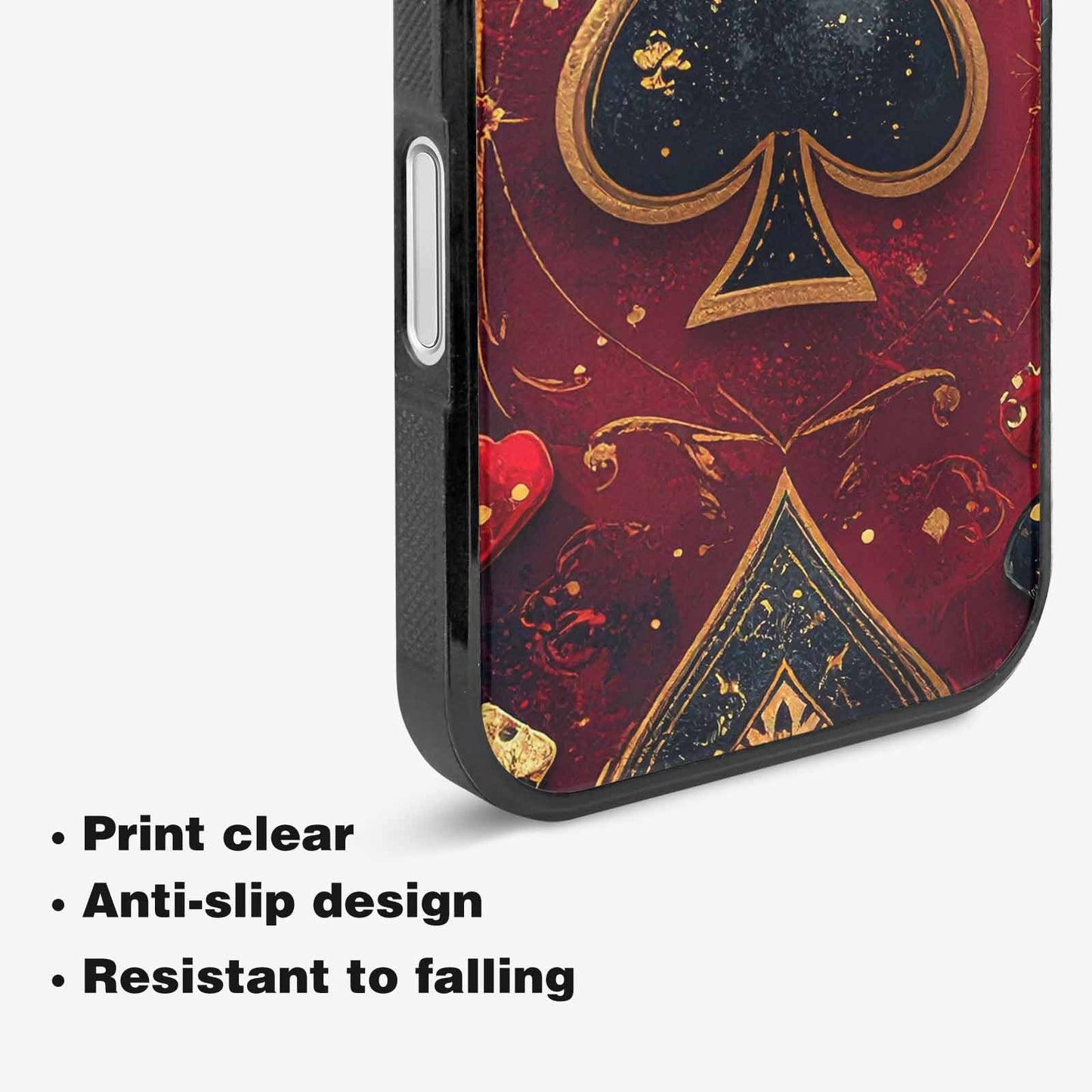 iPhone 16 Case — Playing Card Suits Pattern Poker Chips, Unique Phone Case Design