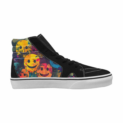 MEN'S Smiley Faces  Camo High Top Canvas Melting Art Custom Sneakers