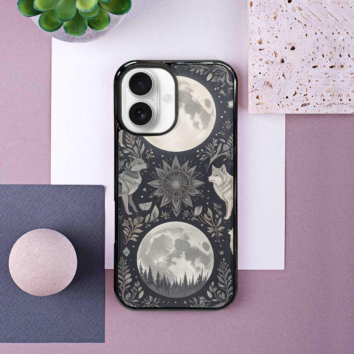 iPhone 16 Case — Wolves Everywhere Collage Overlap Small Wolf, Unique Phone Case Design