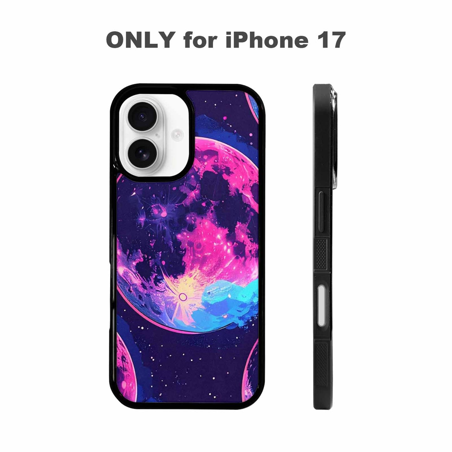 iPhone 17 Case — Neon Winter Moon Cartoon Cute, Custom Print Case Cover