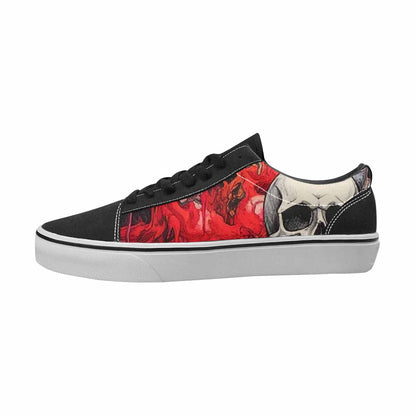 WOMEN'S Skulls Black & Red Ink Canvas Made To Order Y2K Custom Streetwear Shoes