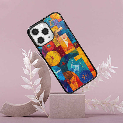 iPhone 15 Pro Max Case — Faith Cross And Faith Icons Pattern, Custom Print Case Cover