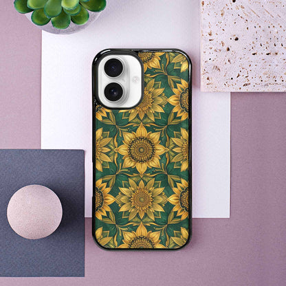 iPhone 16 Case — Sunflower Mandala Kaleidoscope Custom, Personalized Phone Case