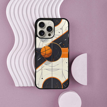 iPhone 16 Pro Max Case — Basketball Pattern Court Lines And Balls, Custom Print Case Cover
